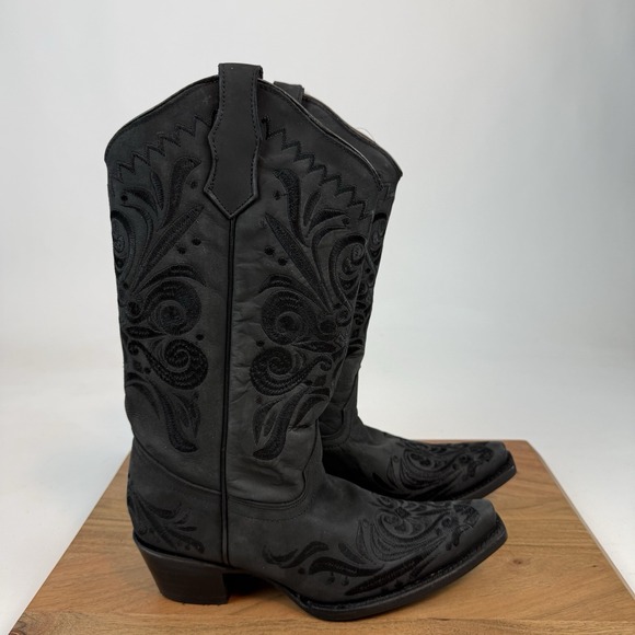 Circle G Shoes - New Womens Circle G by Corral BLACK FILIGREE Leather Heeled Boots Size 8.5 M